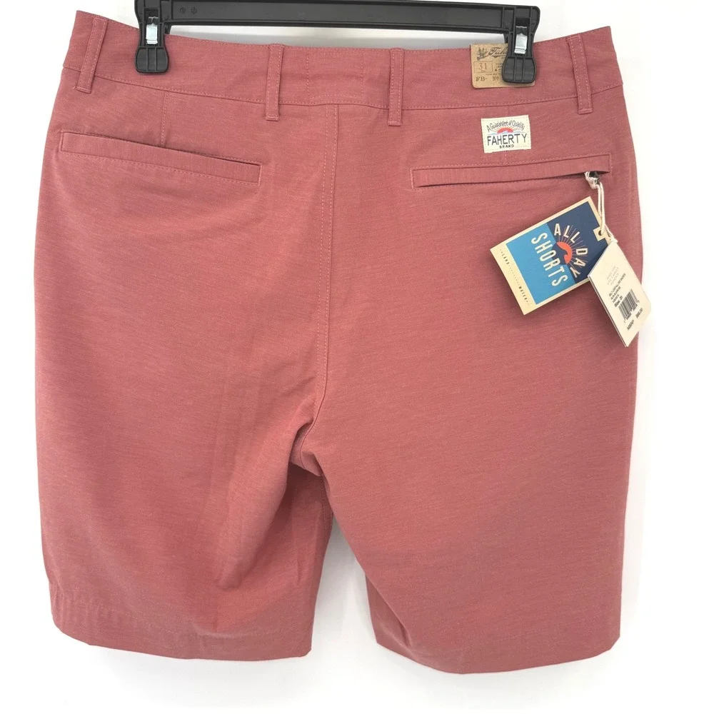 Faherty Shorts Mens 31 Canyon Rose All Day Hybrid 9 Inch Inseam Quick Dry